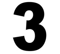 Bulk Hardware BH04027 Chiffre de 3 vinyle adhésif, 75 mm, Set de 4 Pièces