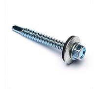 Bulk Hardware BH04082 Vis auto perceuse à tête hexagonale plaquée au zinc avec rondelle collée, 5,5 x 38 mm, Set de 20 Pièces