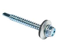 Bulk Hardware BH04084 Vis auto perceuse à tête hexagonale plaquée au zinc avec rondelle collée, 6,3 x 32 mm, Set de 100 Pièces