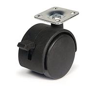 Bulk Hardware Bh06026 Roulette double roue plaque Fix 50 mm avec frein, Lot de 4 pièces
