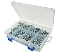 Bulk Hardware Bh06603 Assortiment BZP Vis auto-taraudeuses à tête plate à 8 compartiments dans une housse de transport.