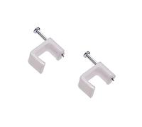 Bulk Hardware TM BH03747 Clip de câble plat blanc double/terre, Blanc, 125 mm, Set de 100 Pièces