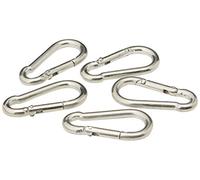 Bulk Hardware TM BH04249 Mousqueton en Acier au carbone plaqué au zinc brillant M5, Blanc, Set de 5 Pièces