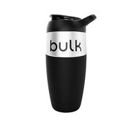 Bulk x Promixx Gourde Shaker Acier Inox | Noir | 700ml | Design Robuste & Étanche | Agitateur Snap-Fit pour Mélange Parfait | Manchon Antidérapant | Longue Durée