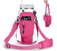 BULKITEM Sac de transport pour bouteille d'eau avec poche de téléphone pour gobelet Stanley de 1200 ml avec poignée, pochette isotherme en néoprène avec sangle réglable pour accessoires de tasse