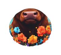 Bull Among Flowers Bonnet de douche imperméable réutilisable pour femme - Couvre-cheveux élastique pour bain, spa, voyage et utilisation quotidienne