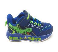 Bull Boys Chaussures de sport pour enfants avec lumières et dinosaures, baskets avec semelle antidérapante amortissante, bleu, 31 EU
