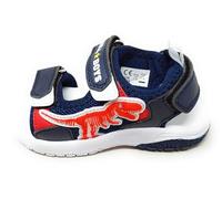 Bull Boys Sandales Dinosaure Aaron avec lumières DNAL5198 Bleu Rouge,Semelle en Caoutchouc Amortisseur avec empreinte, bleu, 28 EU