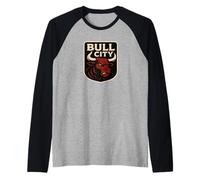 Bull City Durham NC 919 North Carolina Bull Head Homme Femme Manche Raglan