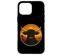 Bull Coucher de Soleil Cornes Vintage Cowboy Rodéo Western Coque pour iPhone 16 Pro Max