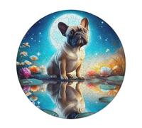 Bull Dog Rond Puzzle 120 Pièces pour Chien Mignon Pet Adultes Enfants Forme d'animal Cadeau Original Décoration Murale Classique Parfait Qualité Premium 120 PCS