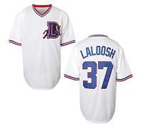 Bull Durham Baseball Jerseys Crash Davis 8 Ebby Calvin 'Nuke' LaLoosh 37 Movie Baseball Shirt pour homme Blanc S-3XL, 37 - Blanc, Taille M