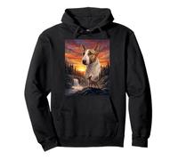 Bull Terrier Amoureux des Chiens Vintage Coucher de Soleil Forêt Nature Art Sweat à Capuche