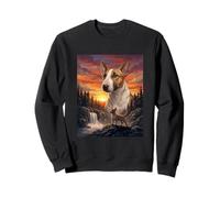 Bull Terrier Amoureux des Chiens Vintage Coucher de Soleil Forêt Nature Art Sweatshirt