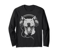 Bull Terrier anglais avec écouteurs DJ Musique Amoureux des chiens Manche Longue