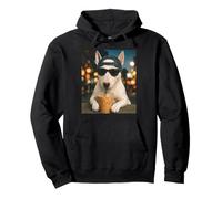 Bull Terrier Anglais Buvant du café glacé pour Amoureux des Chiens Sweat à Capuche