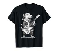 Bull Terrier Anglais Jouant de la Guitare pour Les Amoureux des Chiens de Noël T-Shirt