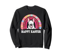 Bull Terrier Dog Easter Bunny Eggs Hunting Boho Rainbow Sweatshirt