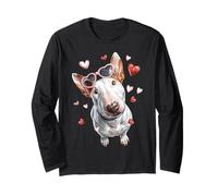 Bull Terrier Dog Lunettes de Soleil en Forme de cœur pour la Saint-Valentin Manche Longue