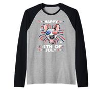 Bull Terrier Dog Patriotic American 4th of July Dogs Lovers Manche Raglan