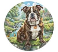 Bull Terrier du Staffordshire Puzzle Rond De 1000 Pièces pour Adultes Filles Bricolage Classiques Parfait Encastrement Qualité Supérieure Impossible' Difficile Entertainment 1000pcs (67.5x67.5cm)