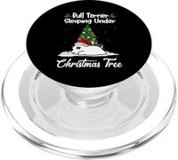 Bull Terrier My Dog Sleeping Under Christmas Tree Puppy Xmas PopSockets PopGrip pour MagSafe