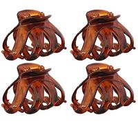 Bullahshah Lot de 4 Pince Cheveux Pieuvre Papillon Bouledogue Plastique Neuf (Marron Foncé)