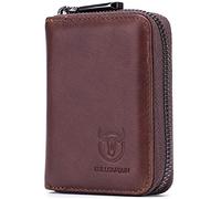 BULLCAPTAIN Portefeuille en cuir véritable pour homme avec fermeture éclair, marron, 4.33" x 3.15" x 0.78", Vintage