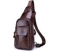 BULLCAPTAIN Sac à bandoulière en cuir pour homme - Sac à bandoulière décontracté pour voyage, randonnée - marron -