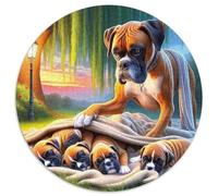 BullChien 1000 Piece Pet Chien Puzzle Rond, pour Enfants Adult De Forme Irrégulière, Unique Jigsaw pour La Famille Amis De Qualité Supérieure 1000pcs (67.5x67.5cm)