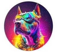 BullChien 1000 Piece Pet Chien Puzzle Rond, pour Enfants Adulte De Forme Irrégulière, Décoration pour Enfants Cadeau De Qualité Supérieure 1000pcs (67.5x67.5cm)