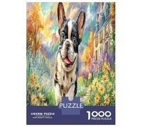 BullChien français in Street Jigsaw Puzzle Jeu De Décompression 1000 Piece Chien de Compagnie Mignon Puzzles Jouet Éduchatif Idées Cadeaux pour Adultes Et Enfants À Partir De 12 Ans 38x26cm/1000pcs