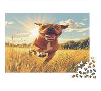 BullChien Running Across The Field 1000pcs (75x50cm) Puzzles Adaptés Aux Adultes Et Aux Personnes Âgées De 14 Ans Et Plus