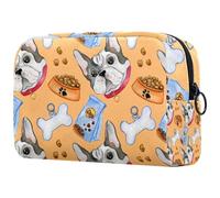 Bulldog and Food Bone Toy Cosmetic Bag for Women Travel Toiletries Bags Large Makeup Handy Pouch Organizer Bag With Zipper, multicolore, 18.5x7.5x13cm/7.3x3x5.1in, Trousse de toilette