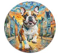 Bulldog Anglais 1000 Pièces Puzzle Circulaire Chien de Compagnie Puzzle Adulte pour Enfants Jeux De Défi Uniques Jeu D'Intelligence De l'art De La Décoration Moderne 1000pcs (67.5x67.5cm)