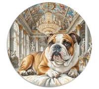 Bulldog Anglais 1000 Pièces Puzzle Circulaire Chien de Compagnie Puzzle Adulte pour Enfants Pression Réduite Puzzle Jeu D'Intelligence Cadeaux 1000pcs (67.5x67.5cm)