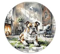 Bulldog Anglais 1000 Pièces Puzzle Circulaire Chien de Compagnie Puzzle Adulte pour Enfants Pression Réduite Puzzle Jeu D'Intelligence De l'art De La Décoration Moderne 1000pcs (67.5x67.5cm)