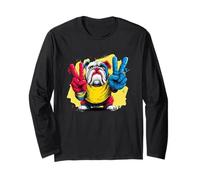 Bulldog Anglais Double Peace Retro Pop Character Graphic Manche Longue
