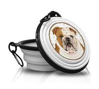 Bulldog Anglais - Gamelle Pliable en Silicone Portable avec Mousqueton pour promenades et randonnées avec Vos Amis à Quatre Pattes. Pratique, légère, Pratique et Surtout Unique.