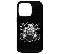 Bulldog anglais jouant de la batterie pour amateur de chiens Coque pour iPhone 13 Pro