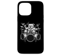 Bulldog anglais jouant de la batterie pour amateur de chiens Coque pour iPhone 13 Pro Max