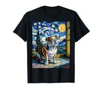 Bulldog anglais Nuit étoilée Van Gogh Graphic Dog Lover T-Shirt