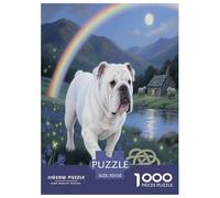 Bulldog Anglais Puzzle 1000 Pièces Jouets Série Pleine De Couleurs Pets Mignons Décoration D'intérieur Amusement pour Adultes Et Enfants À Partir De 12 Ans 70x50cm/1000pcs
