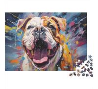 Bulldog Art Painting Colourful Dynamic Bulldog Art 1000 Pcs Jigsaw Puzzles Adults Beautiful Decoration Puzzle Birthday Gift 38x26cm/1000pcs