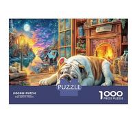 Bulldog chez soi 1000 Pieces Carton Solide Bulldog détendu Puzzle Standard Couples Partenaires Jeu Éducatif Détente Cadeau Fête Mères Idée Cadeau Attentionnée 38x26cm/1000pcs