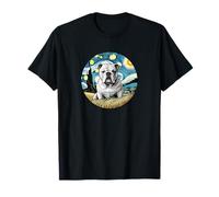 Bulldog Dad Mom - Van Gogh Starry Night Style T-Shirt