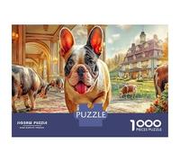 Bulldog dans Une résidence de Luxe Carton Épais Village des Dogues Puzzle Amants De Famille Puzzle De Soulagement du Stress Idée Cadeau pour Senior Jigsaw Enthusiastes 52x38cm/1000pcs