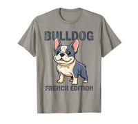 Bulldog édition française Mignon Dessin animé Chiot Chien T-Shirt