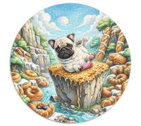 Bulldog en Miniature Puzzle De 1000 Pièces Jeu Cadeau Unique Pets Mignons Puzzle Rond Jeu D'Intelligence Adultes Et Enfants À Partir De 12 Ans1000pcs (67.5x67.5cm)