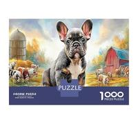 Bulldog français 1000 Pièce Grange françaises Papier Écologique Puzzle Premium Décompression du Jeu Éduchatif Cadeaux Décoration Murale Le 38x26cm/1000pcs